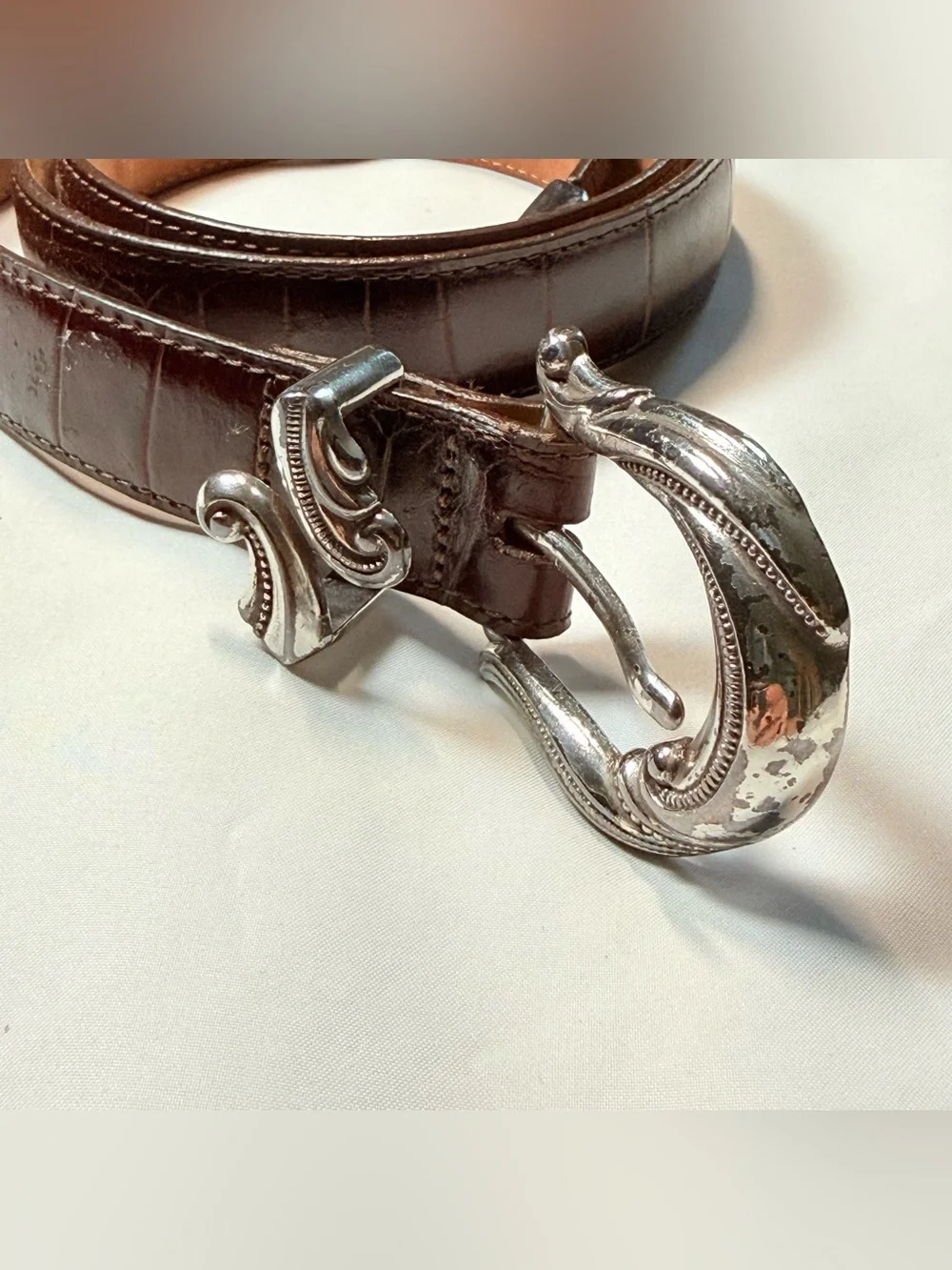 Brighton Croc-Embossed Leather Western Belt – Size XL (Style 24507)